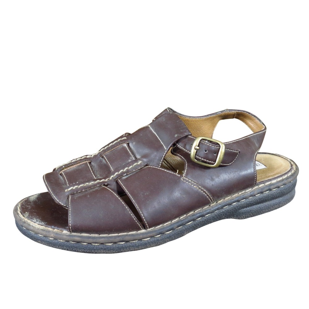 Carrini Womens Fisherman Sandals Size 10M Comfort Walking Brown Leather Buckle